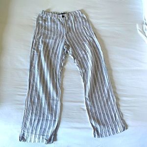 Brandy Melville White Linen Pants w. Blue Stripes